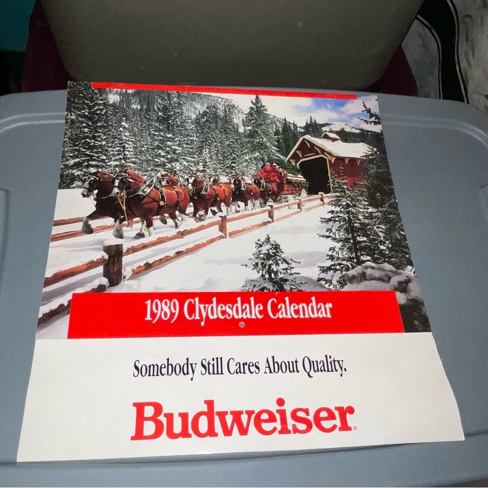 1989 Official Budweiser Clydesdales 12 Month Calendar Celebrating Beer New